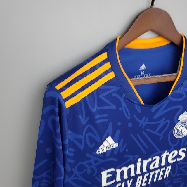 Camisa Real Madrid Manga Longa Azul 2022 - Foto 6