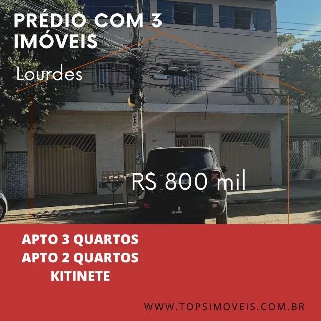 Prédio com 3 imóveis bairro de Lourdes