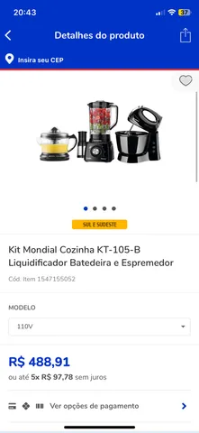 Kit 3x1 Mondial Batedeira Liquidificador Espremedor KT105