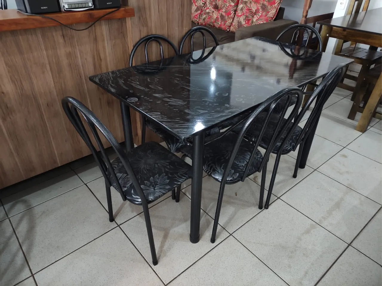 Mesa de Jantar 4 Cadeiras - Preta