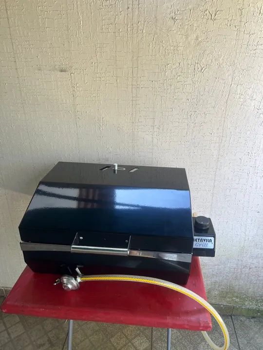 Churrasqueira portátil de aço inox a bafo, gourmet e forno de pizzas - Foto 3