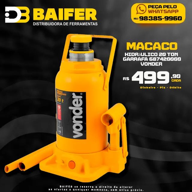 Macaco Hidráulico 20 Toneladas Garrafa 687420000 Vonder