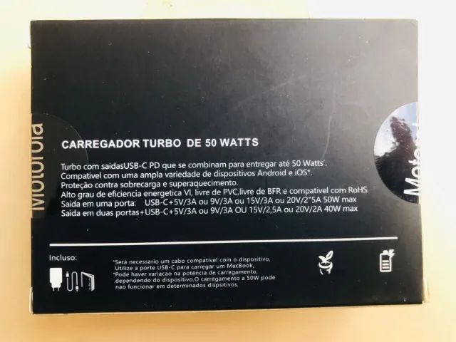 Carregador Motorola Turbo Power 50W Novo Original 4.0 (Com Garantia) - Foto 3