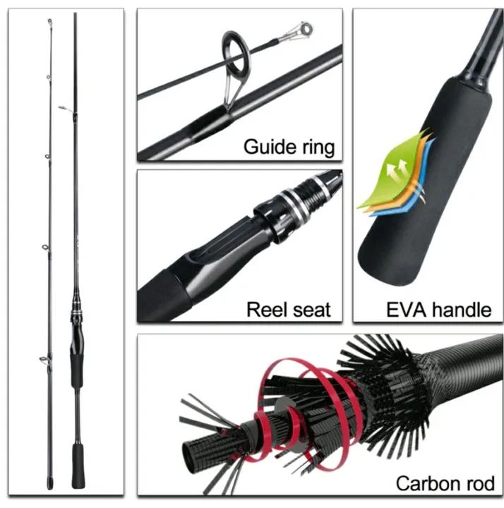 Vara de pesca carbono 1,80 2 seções 6'0 casting 6/17lbs 17de arrasto - Foto 2