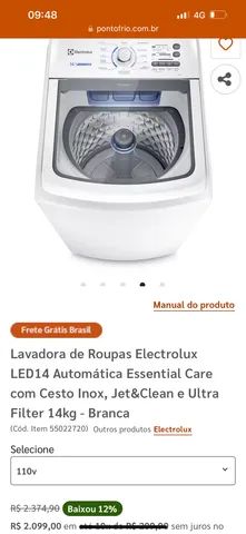 Máquina de Lavar Roupa 14 Kg Essential Care LED14 Electrolux