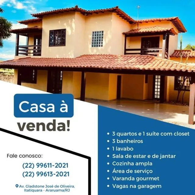 Captação de Casa a venda na Avenida Gladstone José de Oliveira, Três Vendas, Araruama, RJ