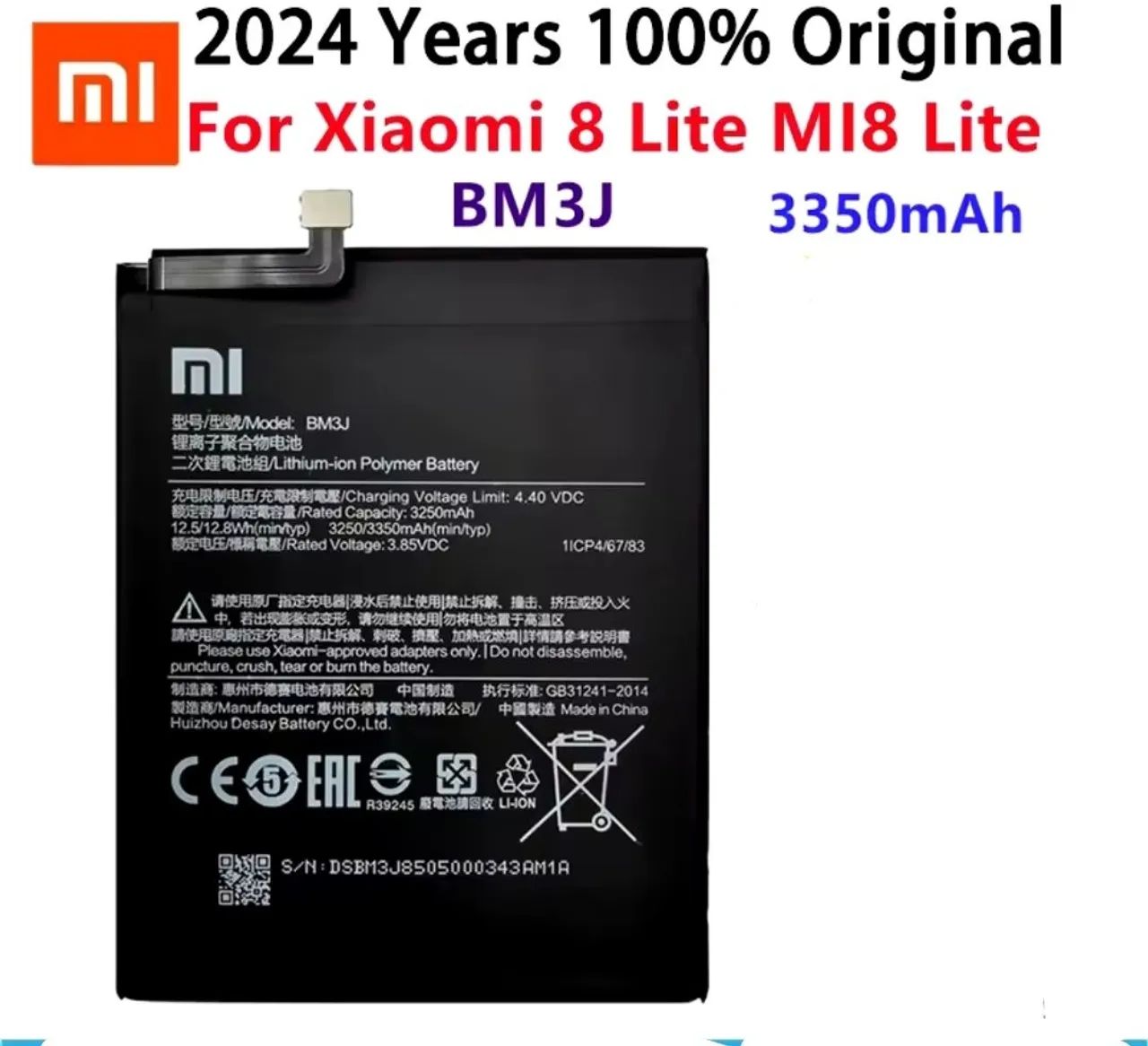 Bateria Original Xiaomi 8 Lite M18 Lite BM3J 3350mAh