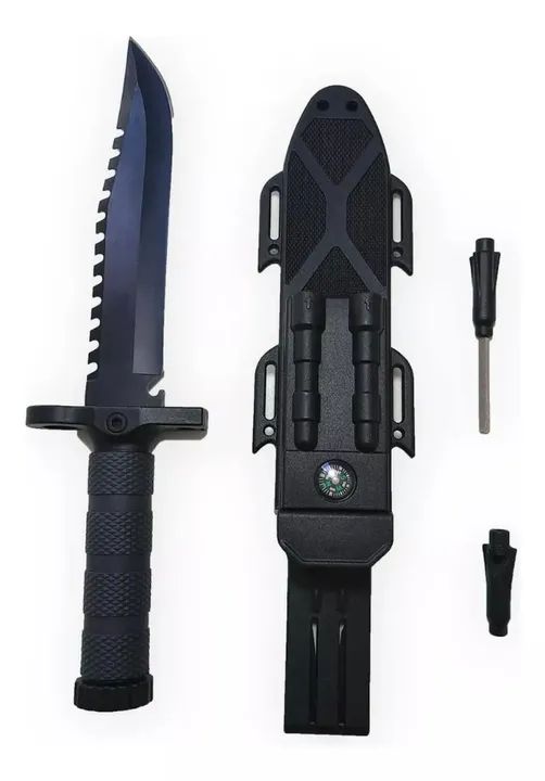 Faca Facão Tatica Rambo + Bainha Com Bussola + Apito + Amolador - Foto 2
