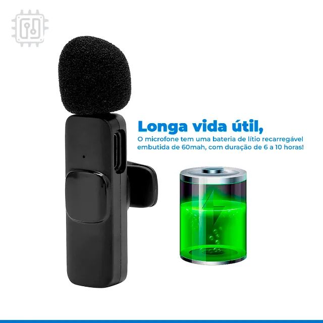 Microfone de Lapela Wireless Sem Fio Tipo C Para Android Celular Tablet Usb-C - Foto 2