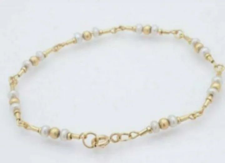 PULSEIRA EM OURO AMARELO 18K, COM PÉROLAS. - Foto 2