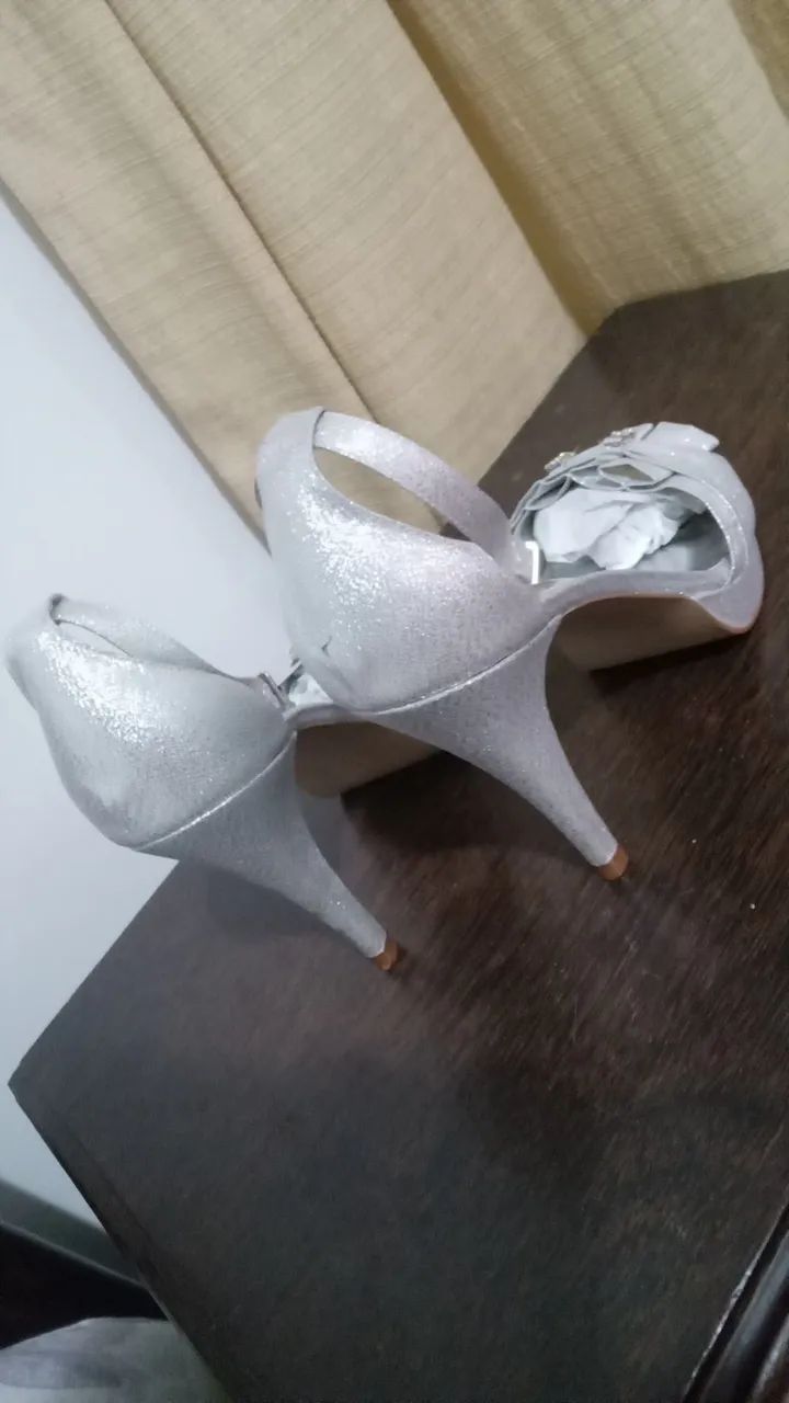 Sandália  prateada  37 - Foto 3