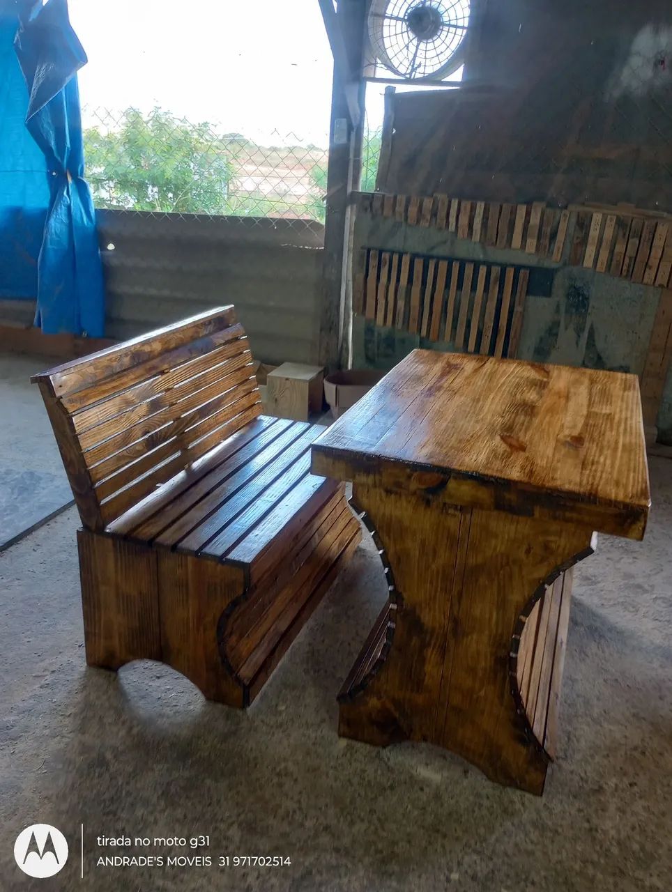 Conjunto Mesa e Banco de Madeira - Rústico e charmoso - Foto 2