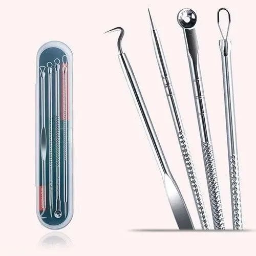 Kit de ferramentas tirar cravos acnes e espinhas em aço inoxidável