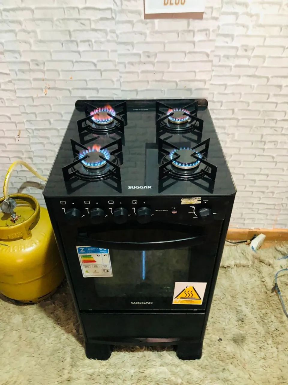 Fogão com tampo de vidro automático 