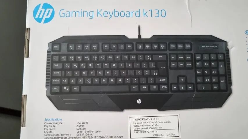 Teclado Gamer USB HP K130 ABNT2 - Foto 4