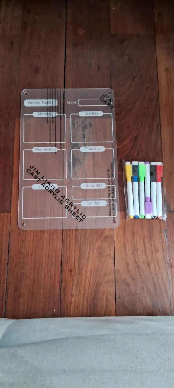 2026 agenda Semanal Permanente Acrílico com Canetas