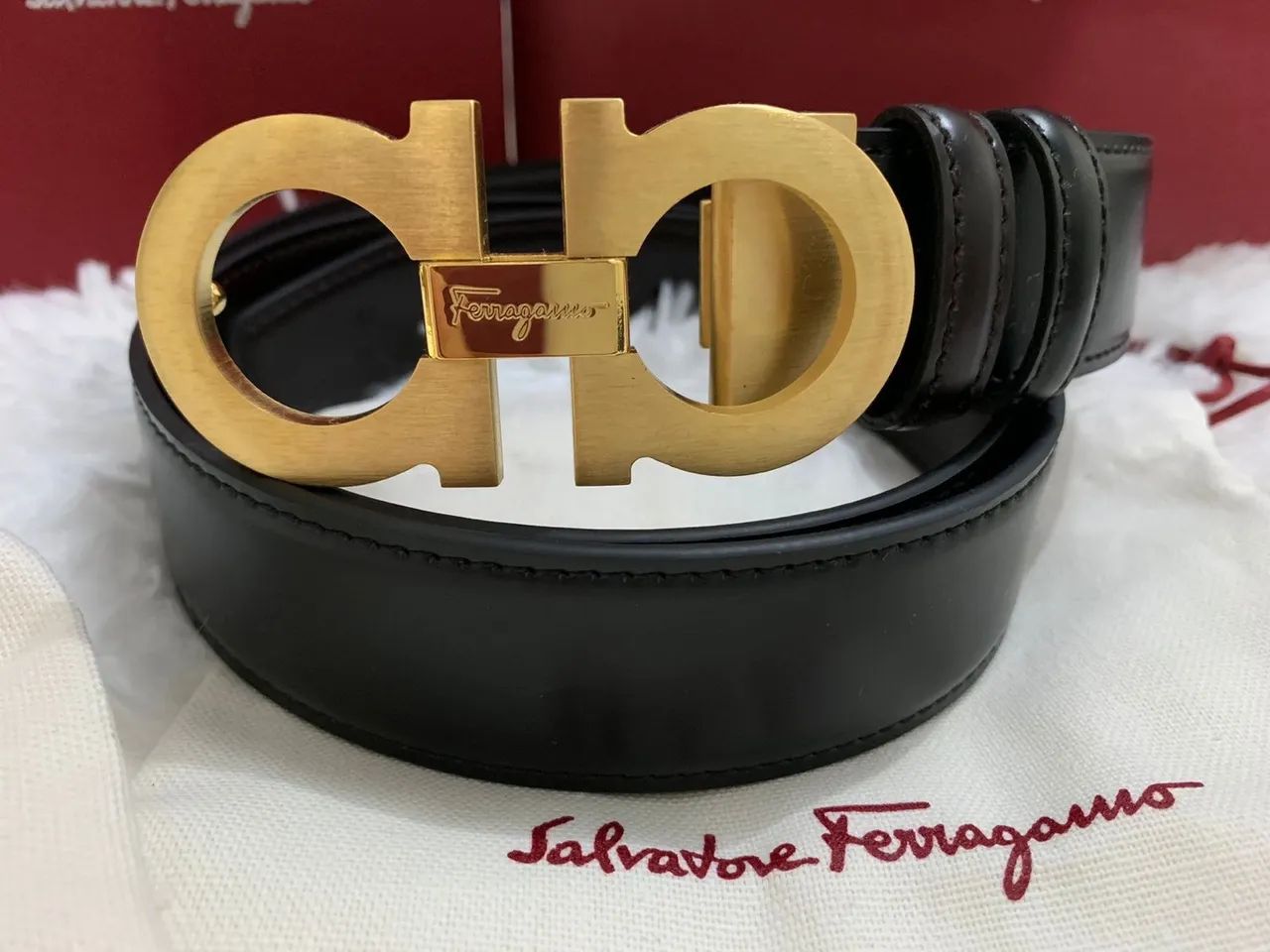 Cinto Salvatore Ferragamo Gancine Original Gold 