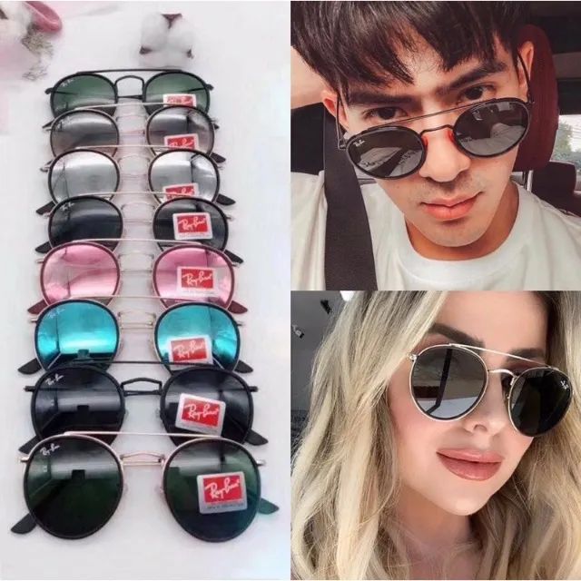 Óculos de Sol Ray-Ban Round Double Bridge - UV 400 e Lentes de