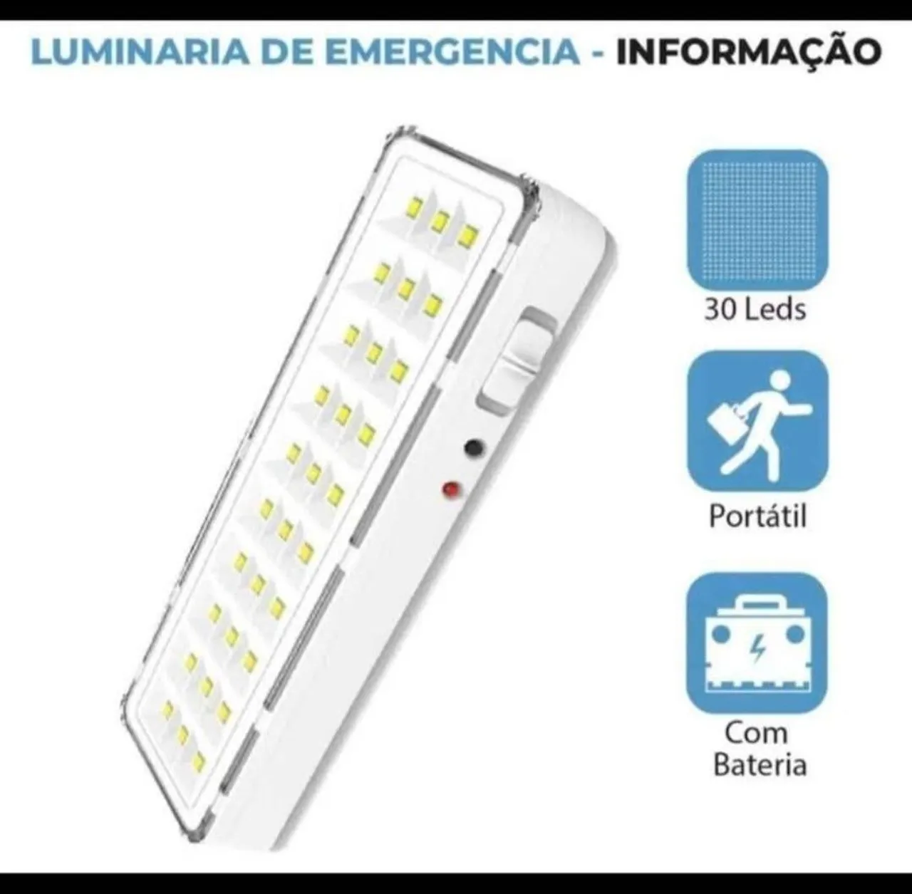 Luminária de Emergência LED 30 Leds