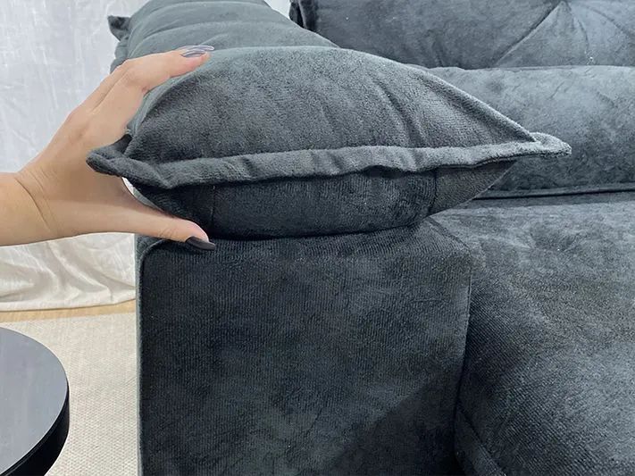 Sofá Retrátil 2 Lugares 200cm Veludinho Preto - Foto 3