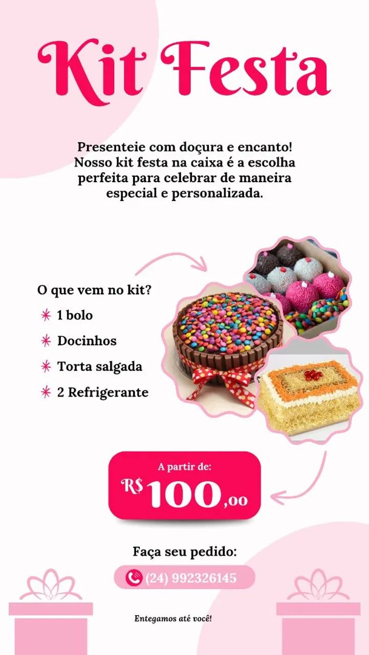 Kit Festa Completo - Bolo, Docinhos e Torta Salgada