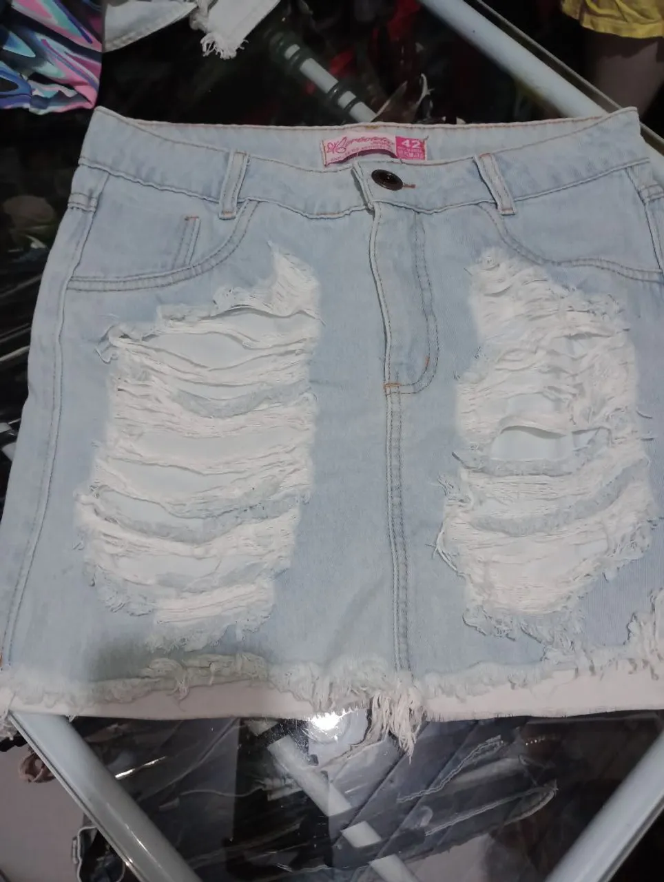 Saia Jeans Destroyed tamanho 42