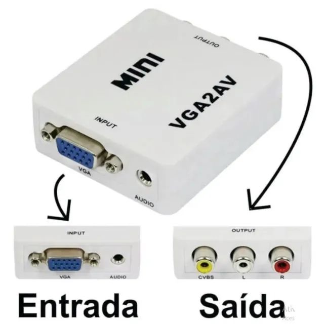 Mini Conversor Vga Para Av Rca Áudio E Vídeo - Vga2av