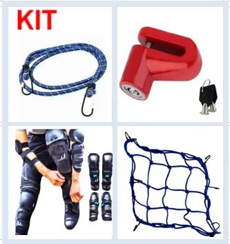 Kit ( Proteção Motoqueiro+ Trava de Disco + Estique + Tela Aranha) p/ Moto Bike z1037