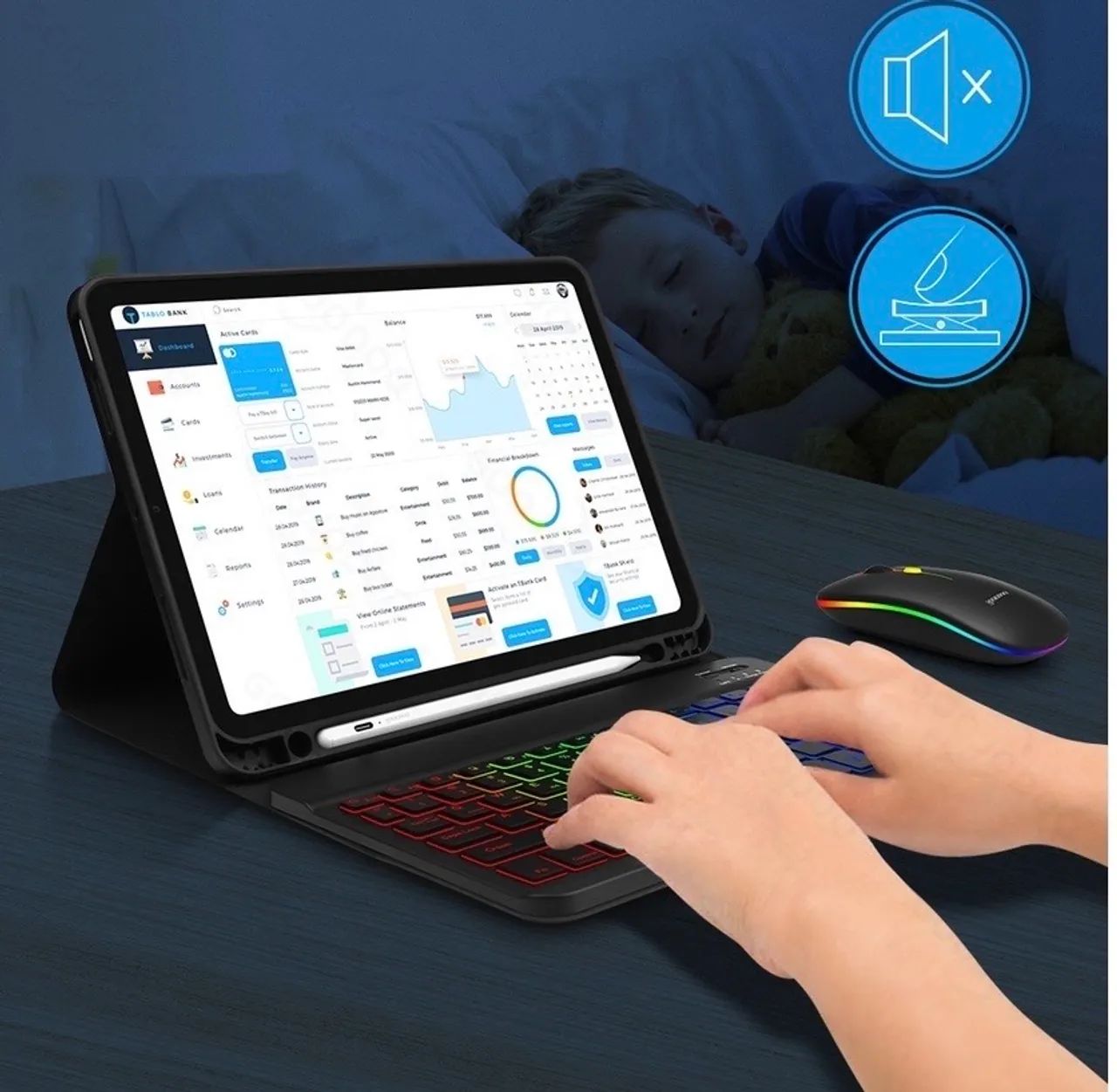 Case + Teclado + Mouse Para iPad 10,2 - Foto 3