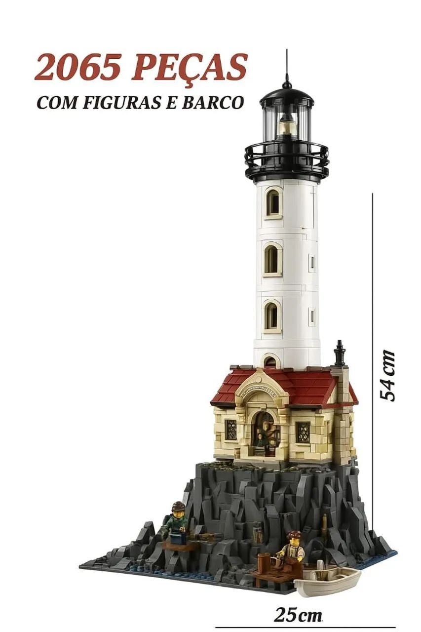 BLOCOS DE MONTAR FAROL COM MOTORIZAÇÃO E ILUMINAÇÃO DE LED C/ 2065 PEÇAS MARCA MEGA (2135)