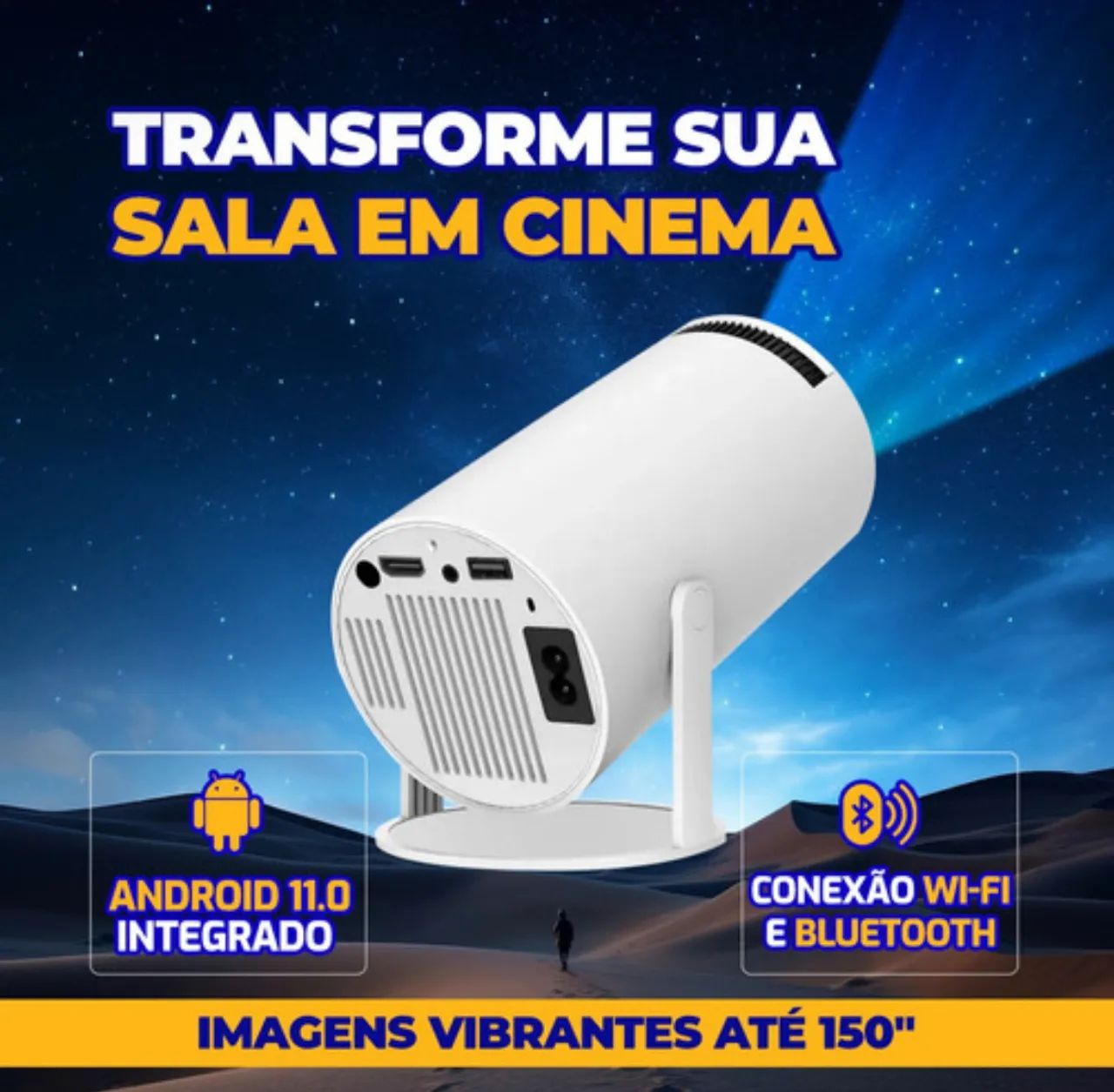 Mini Projetor Portátil Smart HY300 - Branco (110/220V) - Foto 3