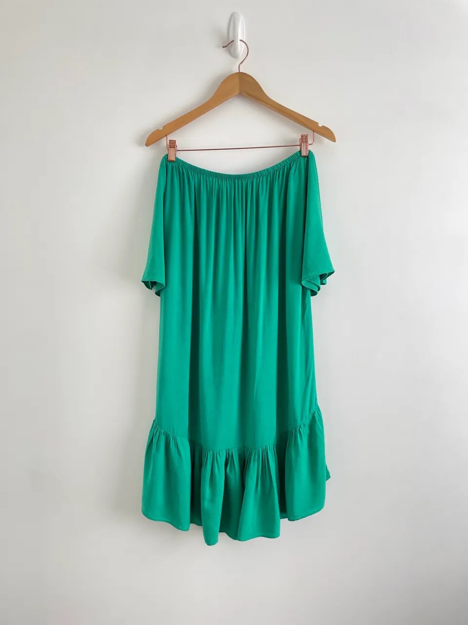 Vestido saída de praia M / G verde ombro a ombro 