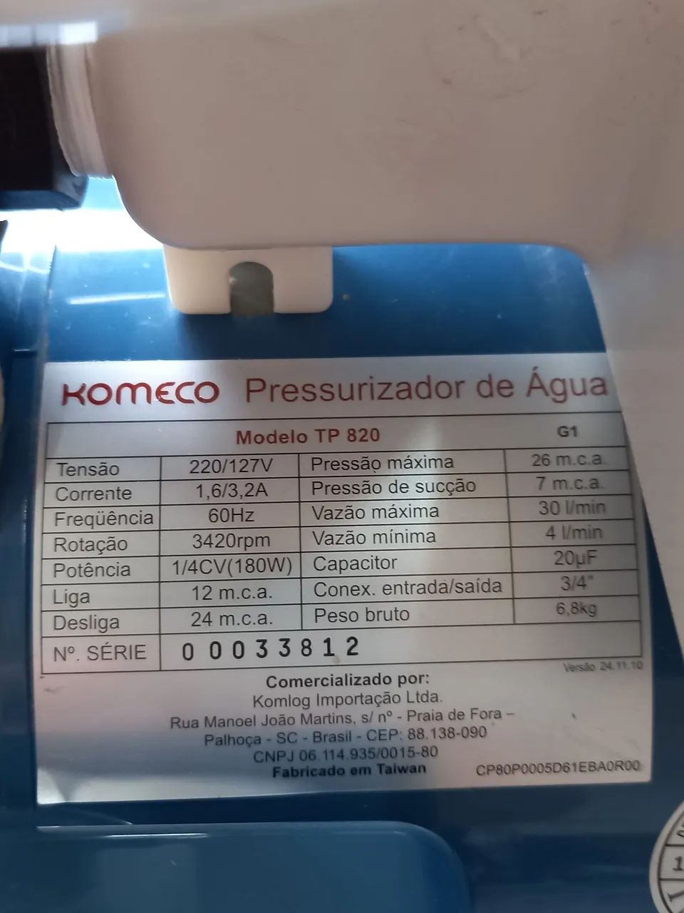 Pressurizador de água Komeco TP 820 G1 - Foto 5