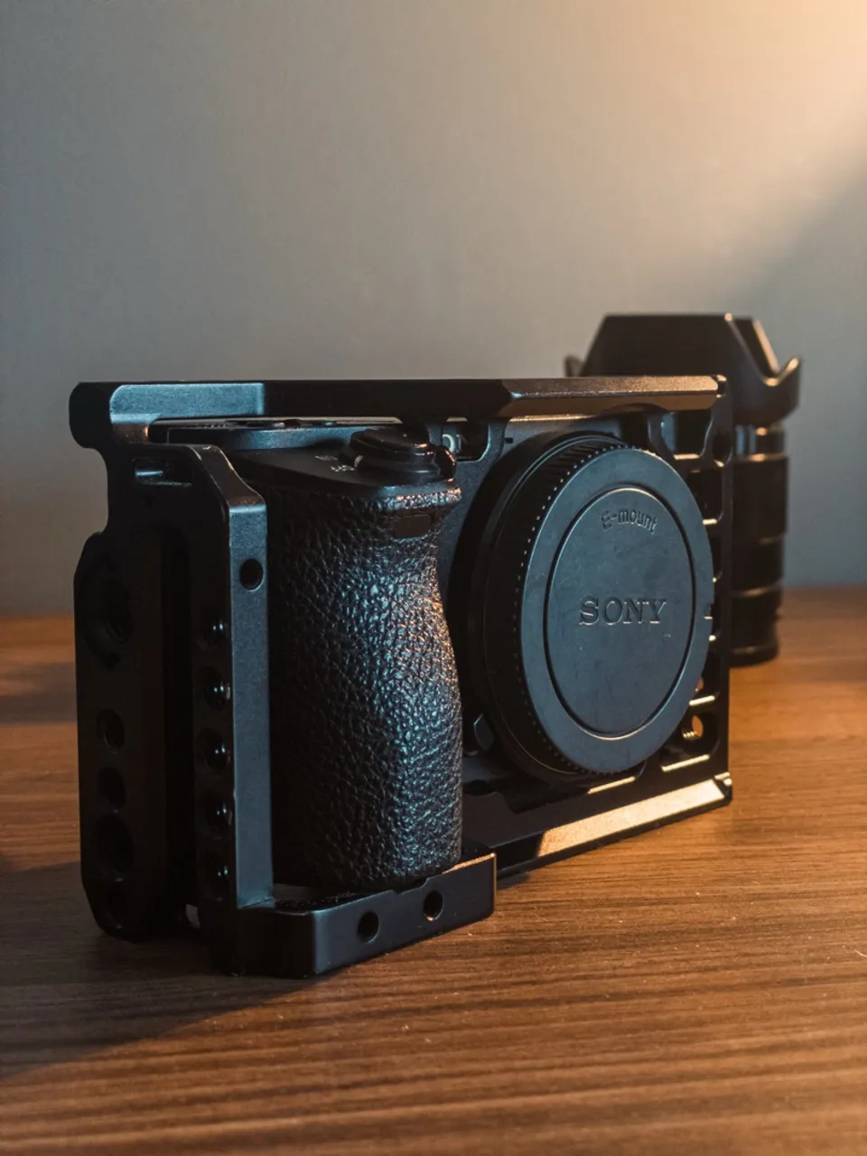Câmera Sony com Cage para Filmagem Profissional