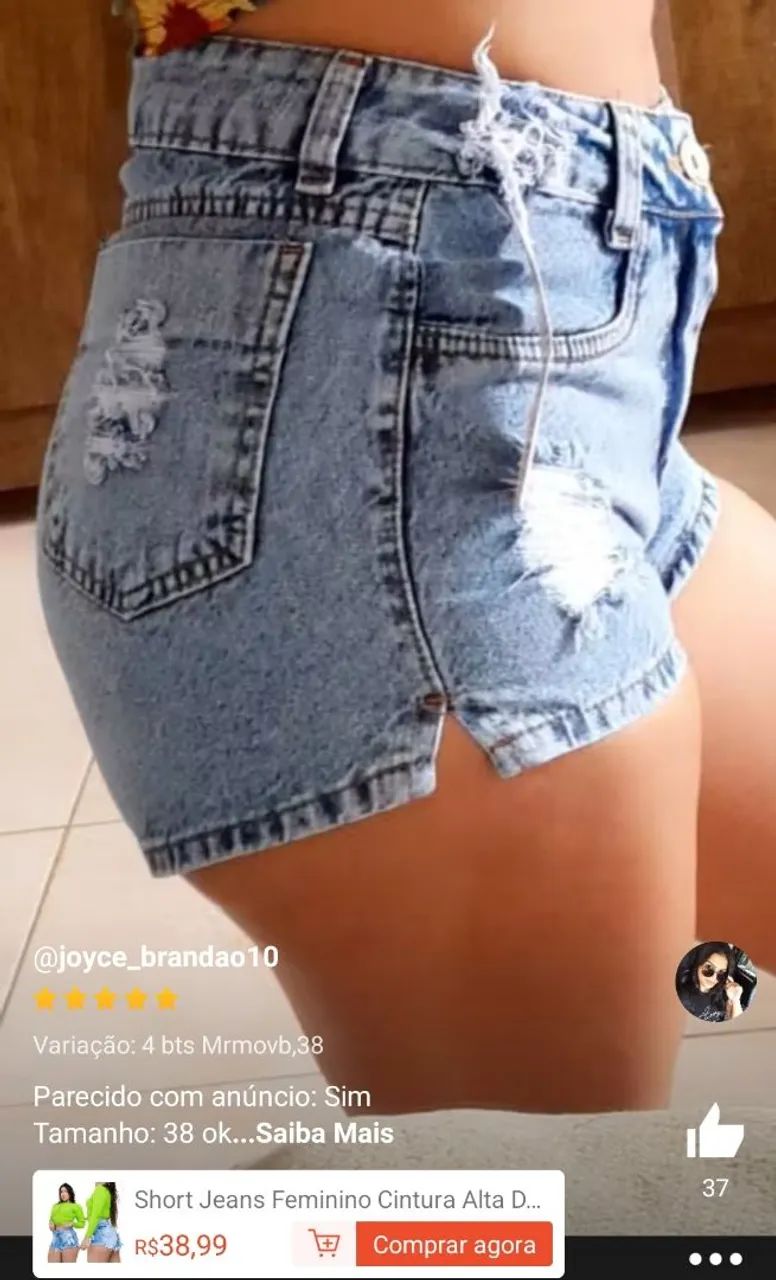 Short Jeans Feminino Cintura Alta - Novo - Foto 4