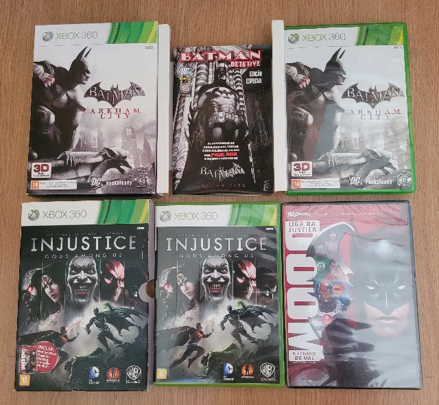 Jogos p/ Xbox 360 Batman Arkham City Ed.Especial+Injustice Gods Among c/Filme L. Justiça