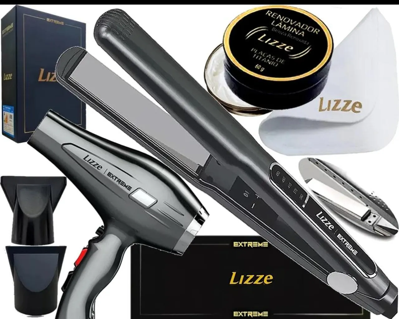 Kit Lizze Extreme: Secador, Prancha e Removedor de Lâmina