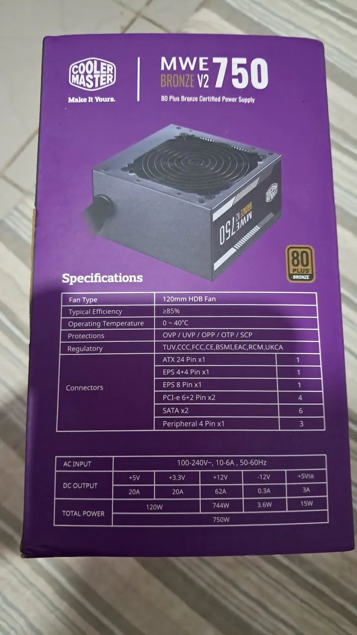 Fonte 750w 80plus bronze na caixa - Foto 3