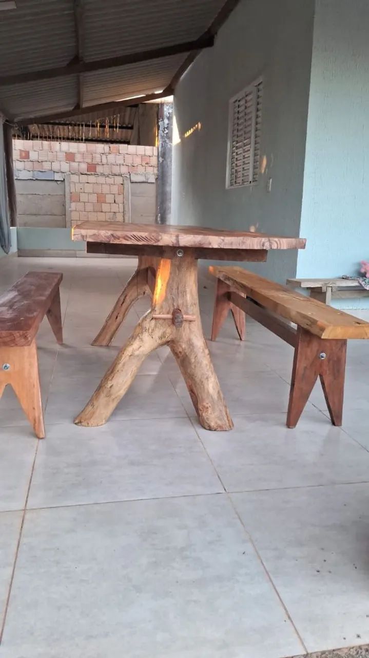 Mesa rústica artesanal maciça - Foto 4