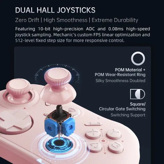 Controle Sem Fio MACHENIKE G1, Modo triplo, Hall Effect, PC/Switch/Android, 12x 18,28 - Foto 5