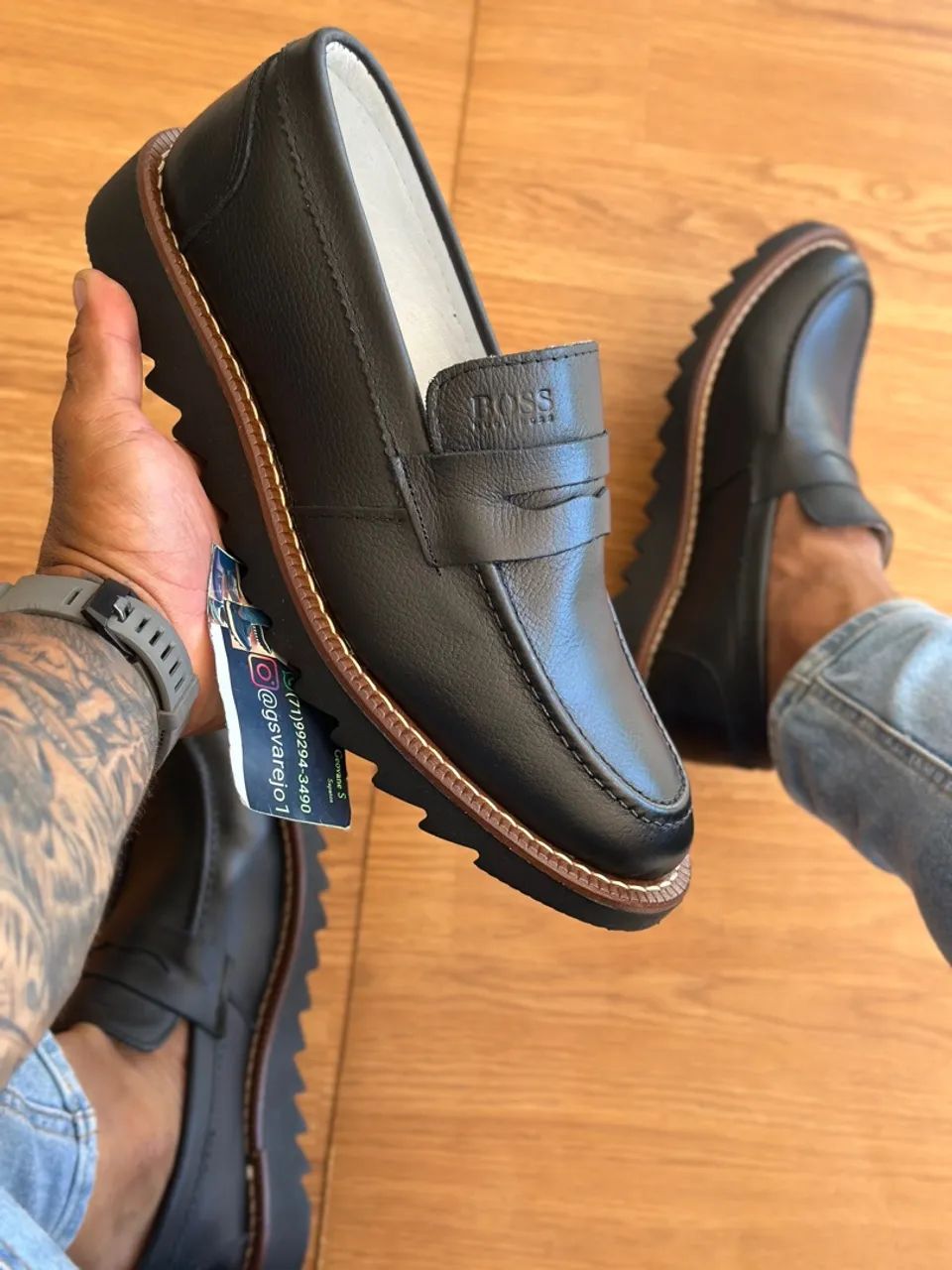 Promoção Mocassim de couro Boss-entrega grátis