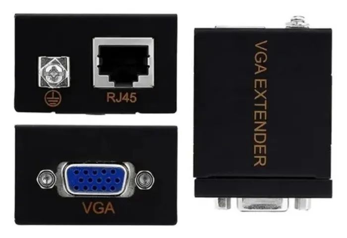 Extensor Conversor Vga Via Cabo Rede Rj45 Cat5e/6 Até 60m  