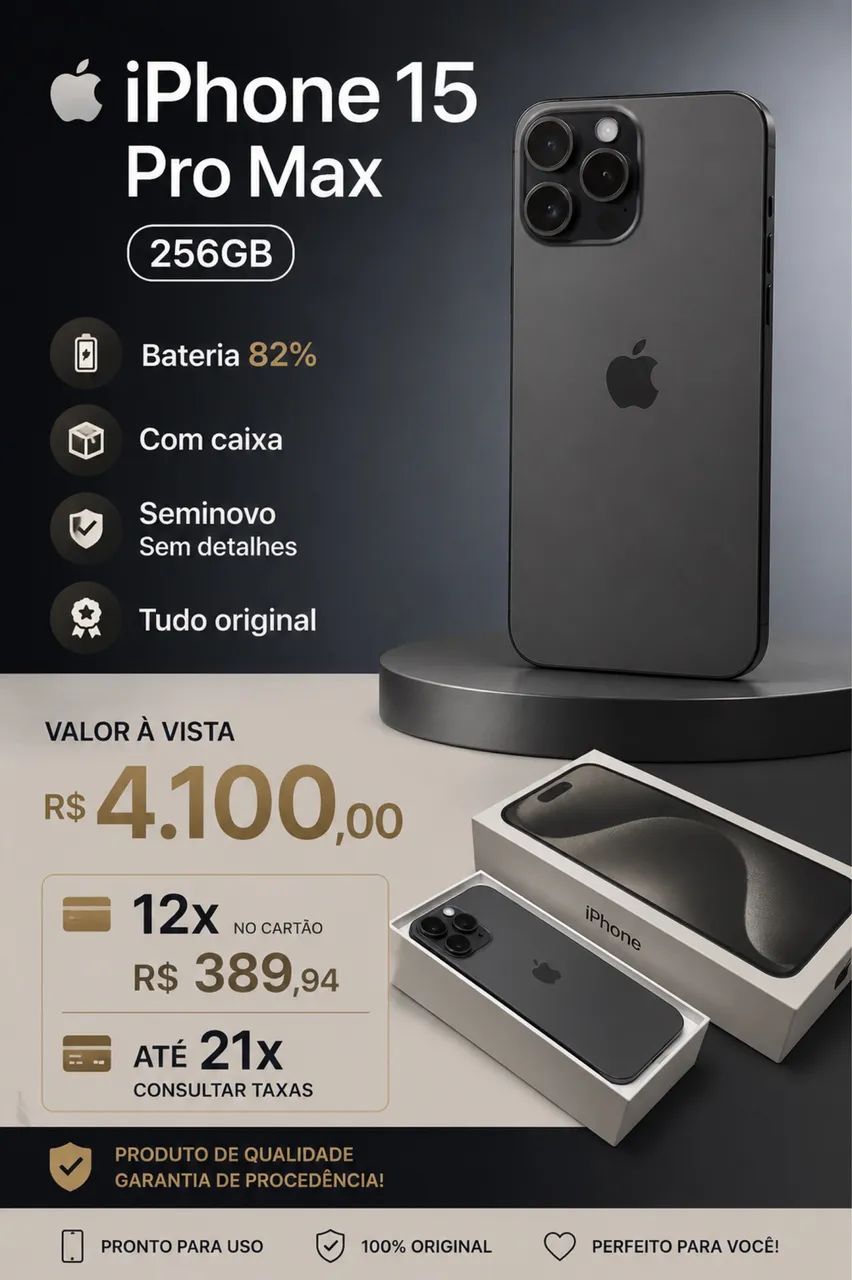 Iphone 15 pro max 256gb zero detalhe 
