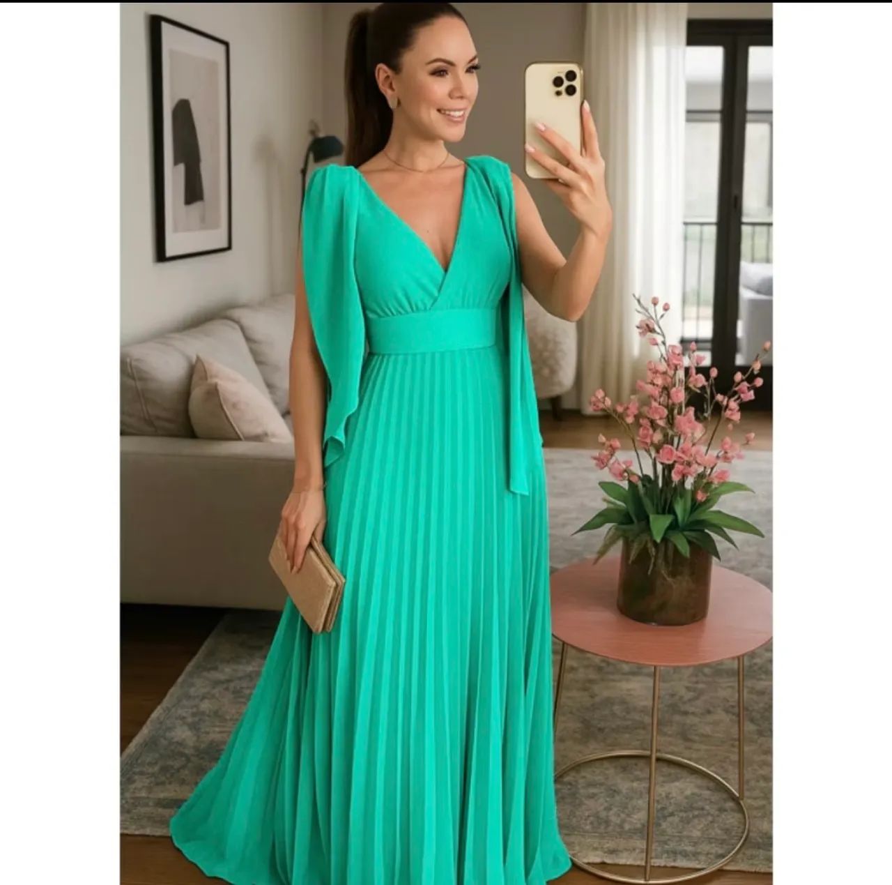 Vestido longo plissado
