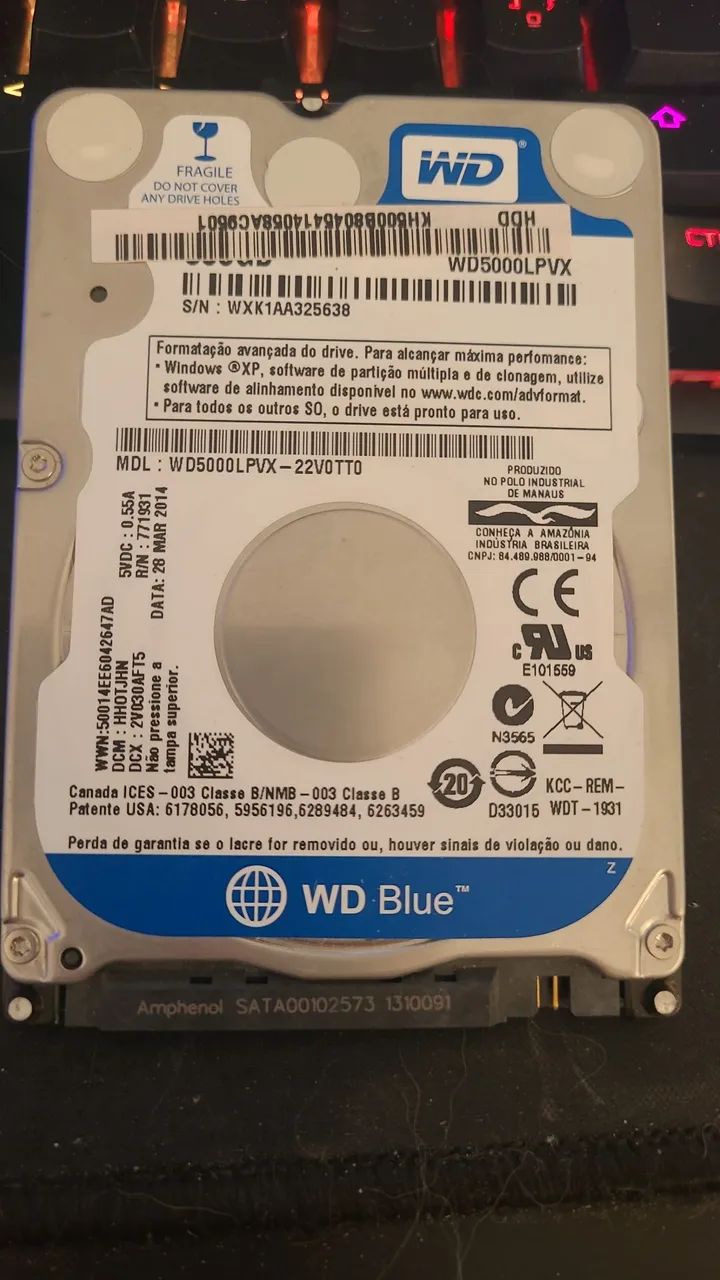 HD 500gb Notebook WD Blue