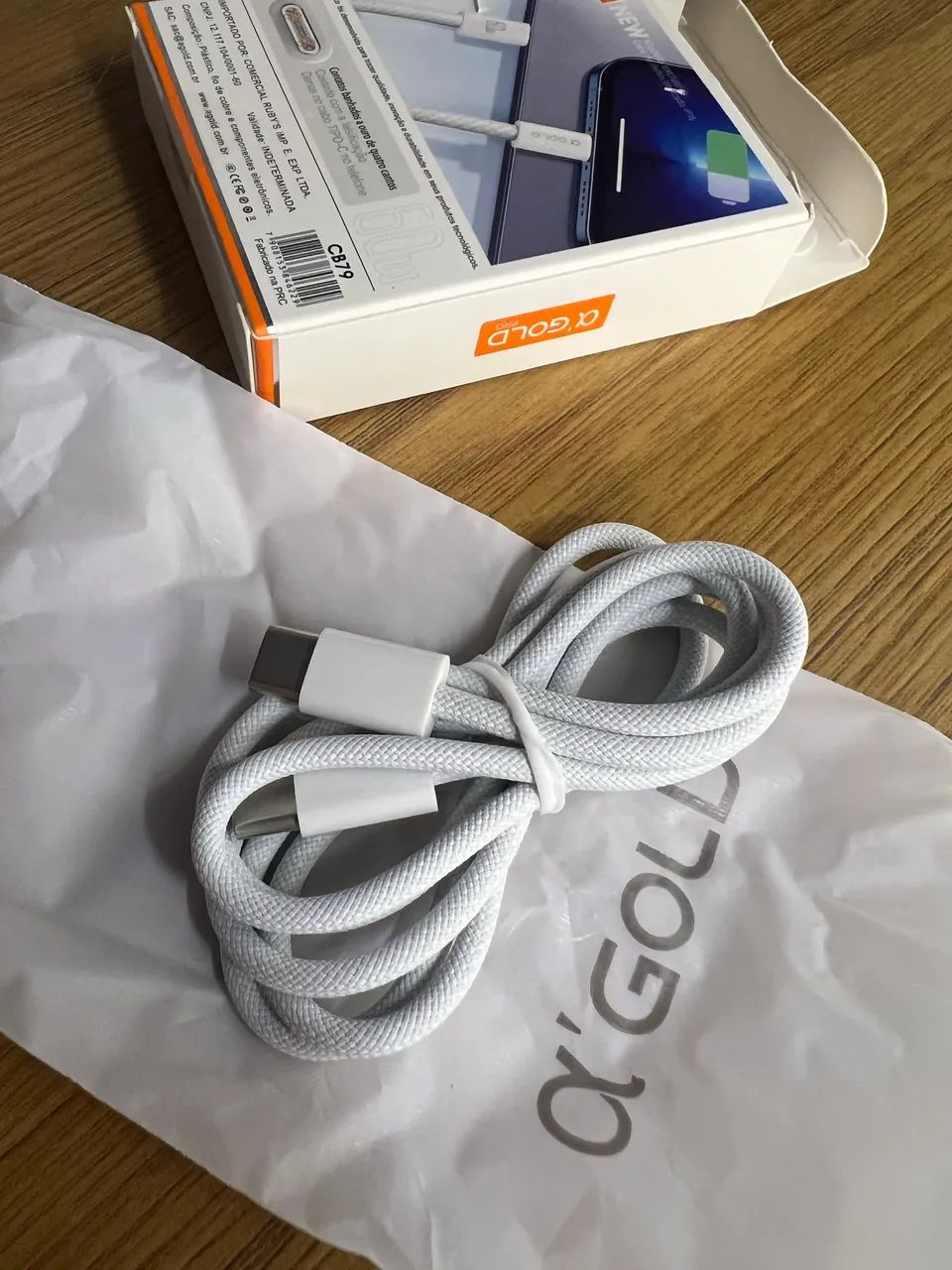 Cabo USB-C Tipo C 60W Trançado 1M Premium De Nylon IPhone 15, 16, 17