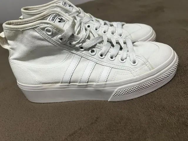 シンプル　白　大皿　（huangaina） Tênis Adidas Originals Nizza Platform Mid - Branco | Original | R