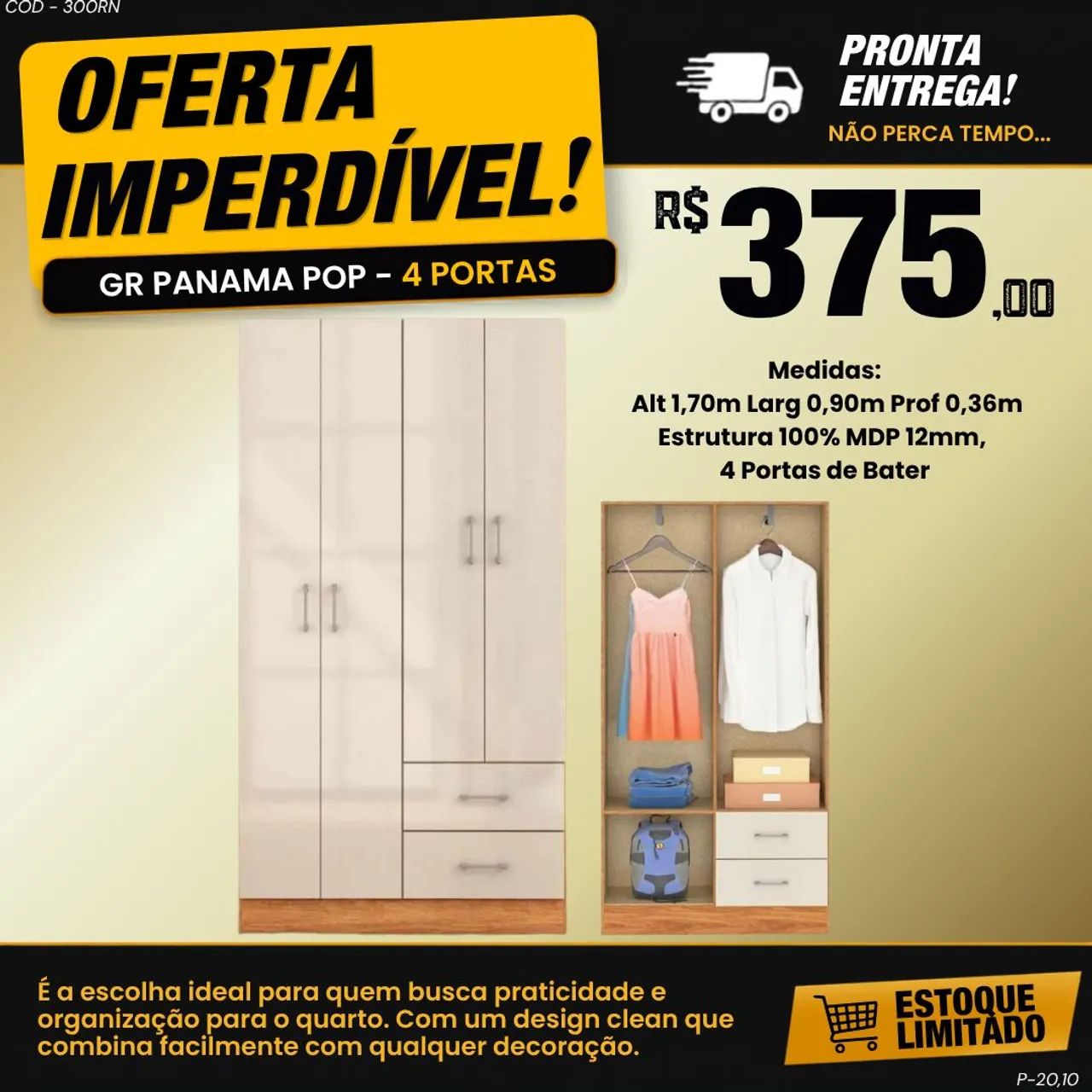 Guarda roupa de solteiro - ENTREGA IMEDIATA - Foto 3