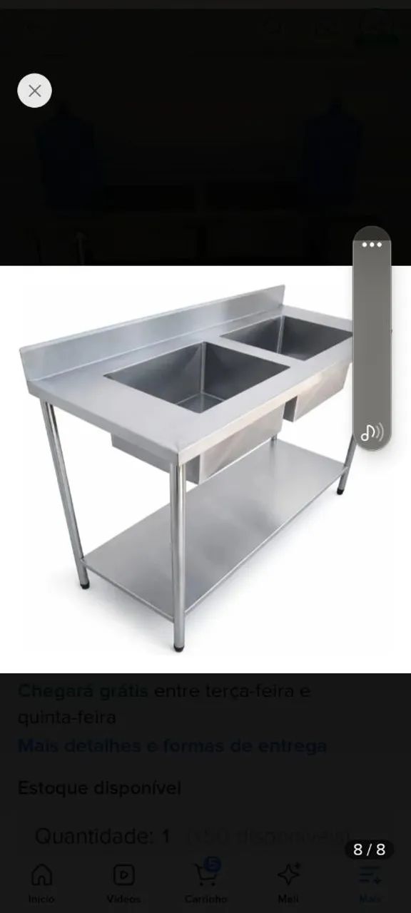 Pia Inox Industrial SEMI NOVA com 2 cubas  - Foto 2