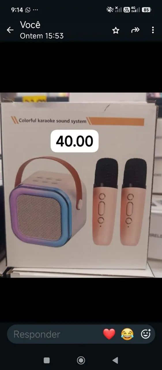 Caixa de som Bluetooth c 2 microfones a fio